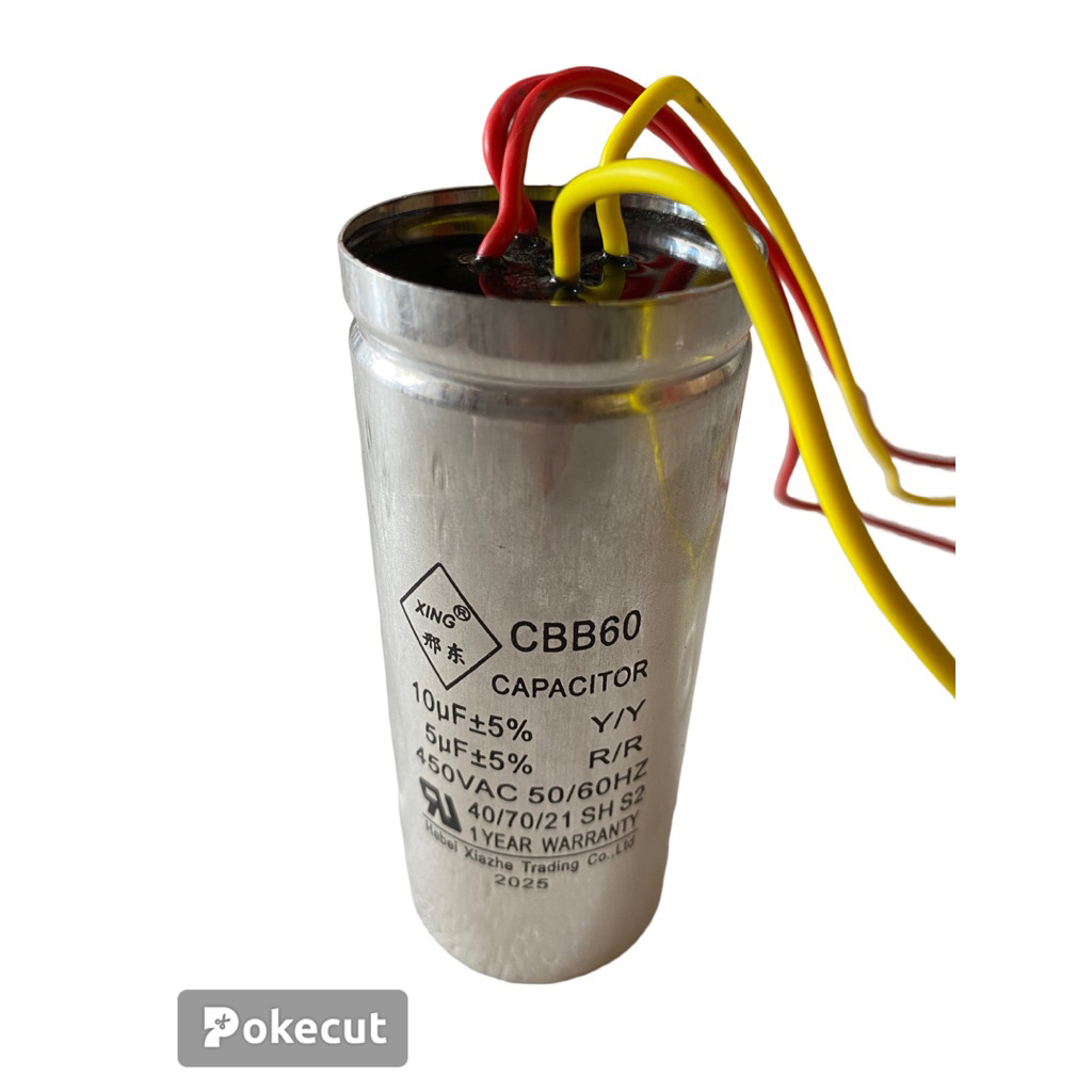 Kapasitor Capasitor mesin cuci 2 tabung 10uf + 5uf CBB60