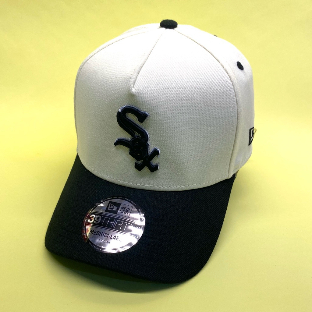 Topi New Era Original 39Thirty A-Frame MLB Chicago White Sox Cutnpaste Ivory Black