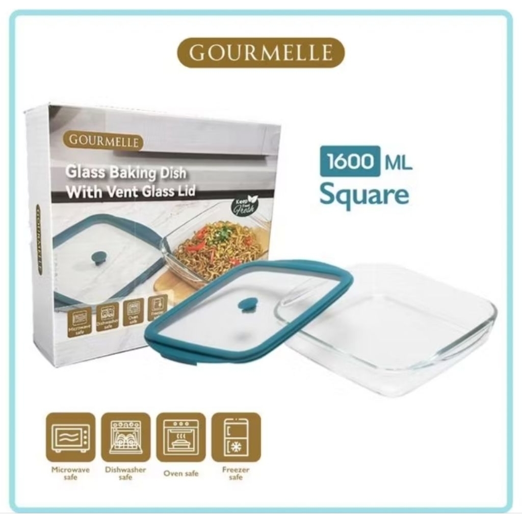 PROMO GOURMELLE Glass baking square,oval, rectangle banyak varian 800ml dan 1600ml
