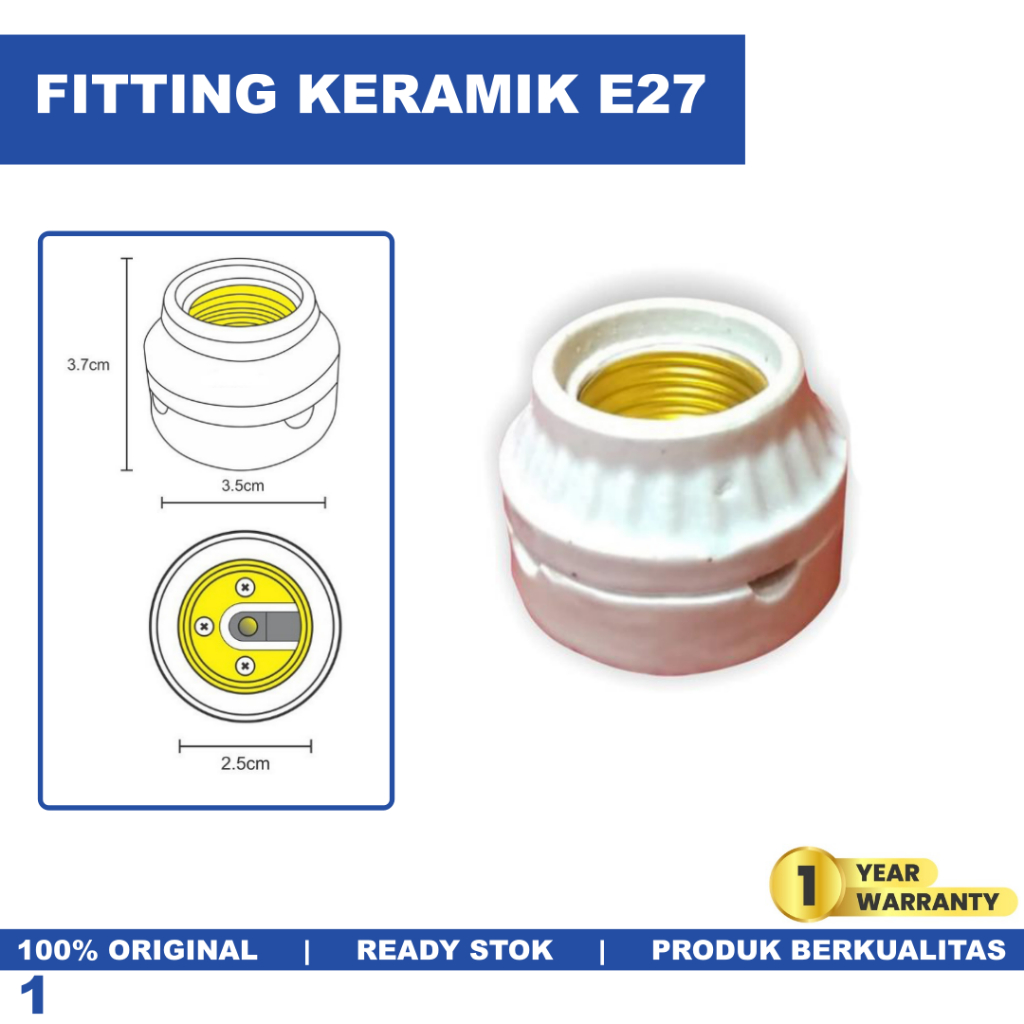 Fitting Keramik E27 E 27 Pendek Fiting Lampu Plafon E27 E 27 Fitting Porcelain Tahan Panas