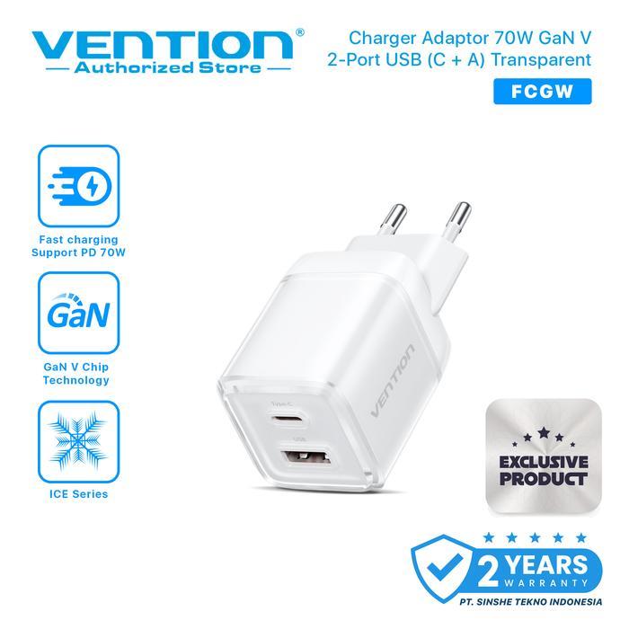 Vention GaN Charger 70W USB Type C Fast Charging Adaptor iPhone 15 16 Samsung Android PD PPS QC Dual