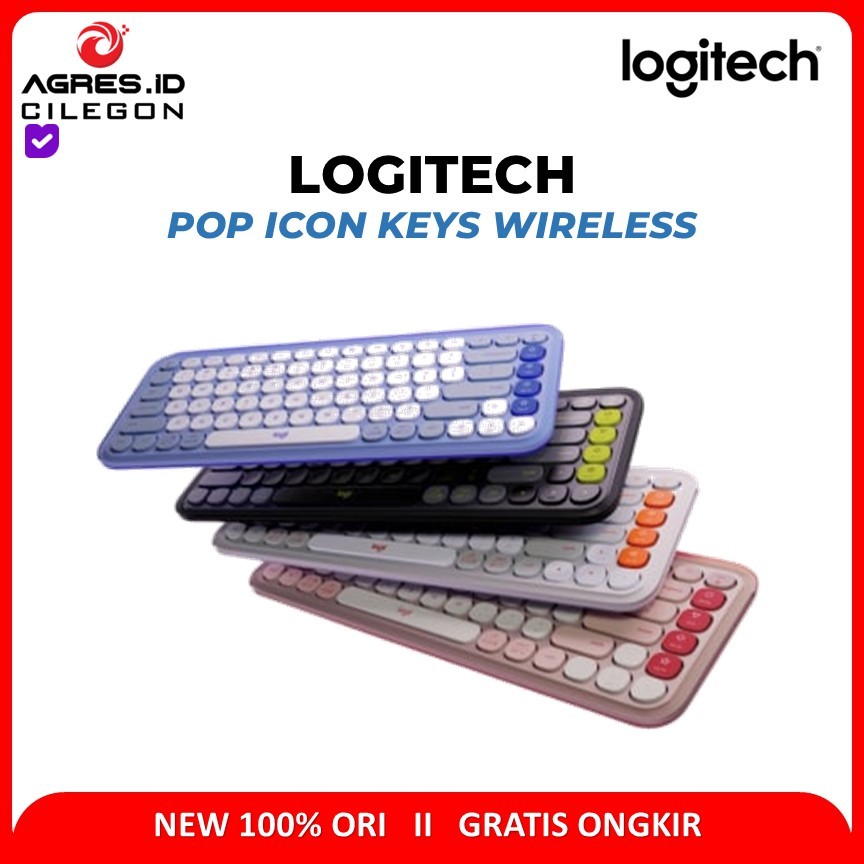Logitech Pop Icon Keys Wireless Keyboard Garansi Resmi LOGITECH