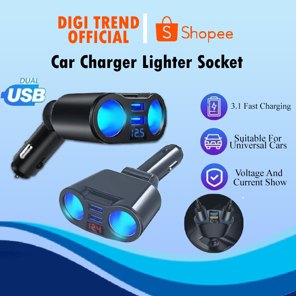 Socket Lighter Mobil 3.1A Fast Charging / Car Charger Dual Lighter Socket 12V