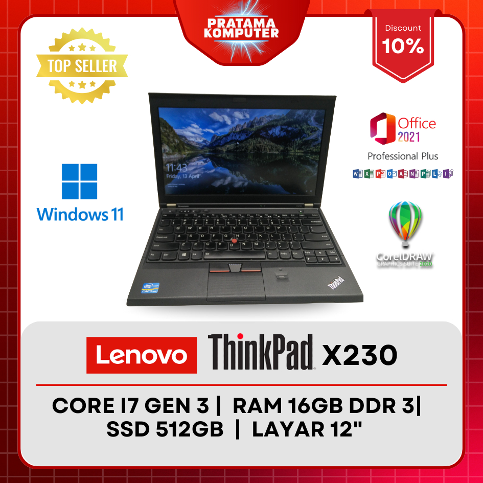 Laptop Lenovo Thinkpad X230 Core i5 Gen 3 RAM 8 GB SSD