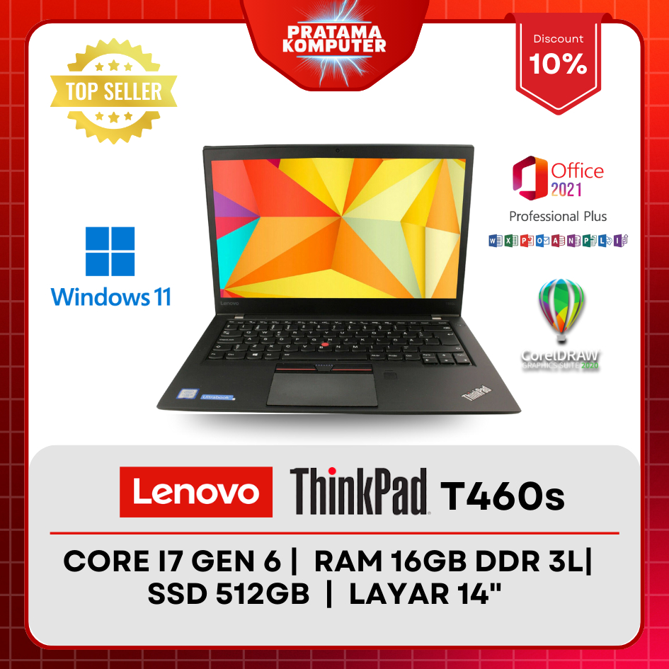 Laptop Lenovo Thinkpad T460s Core i7 Gen 6 RAM 12 GB SSD 512 GB