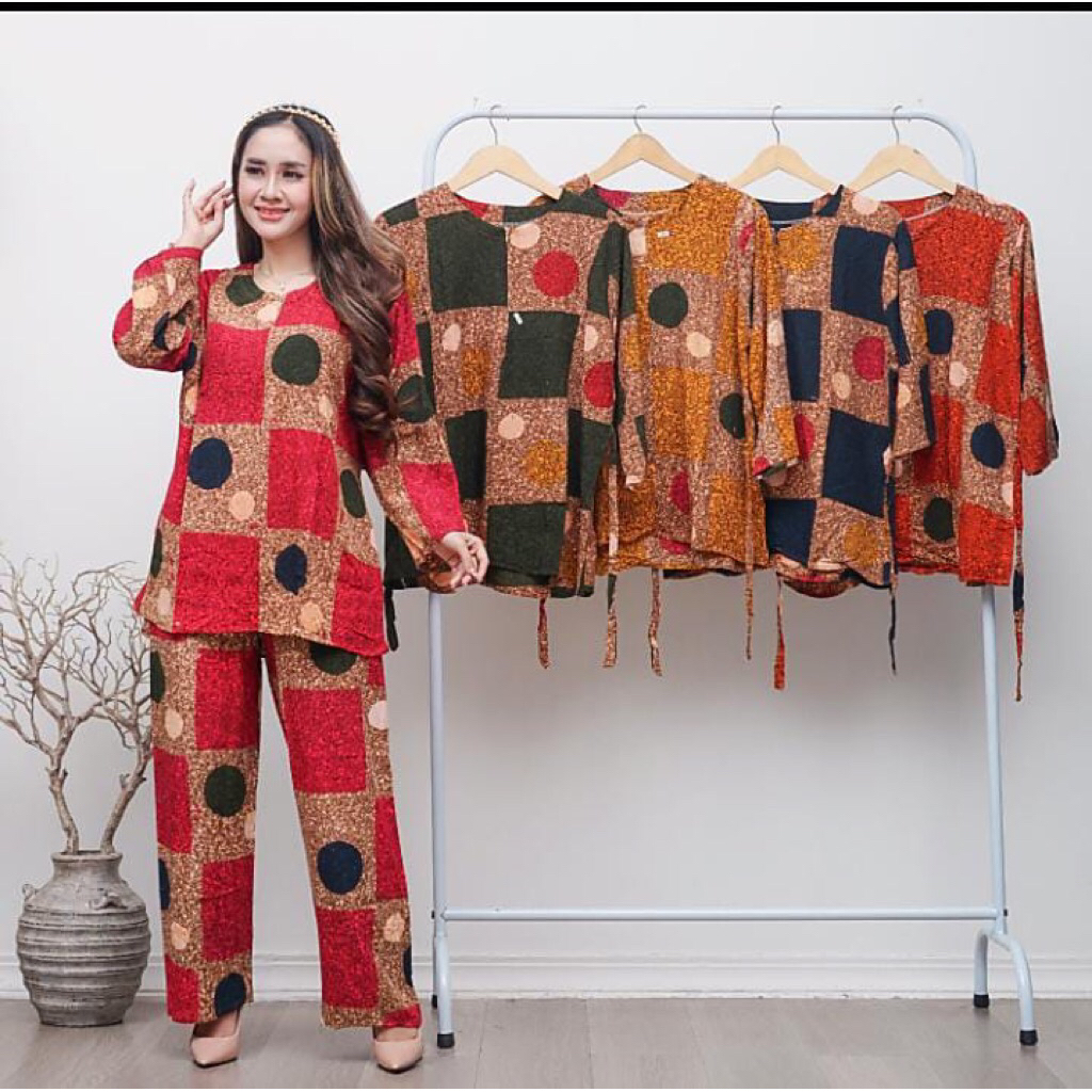 ONE SET WANITA KEKINIAN | SETELAN BATIK CAP RAYON | ONE SET HIJAB | BATIK KHAS PEKALONGAN