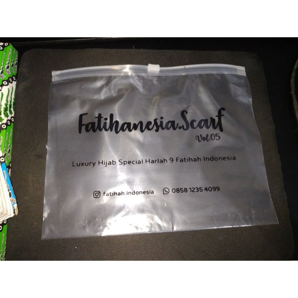 ZIPLOCK BENING 20x15 SABLON CUSTOM / POUCH HIJAB / ZIPLOCK CUSTOM LOGO / ZIPPER BAG / KEMASAN HIJAB