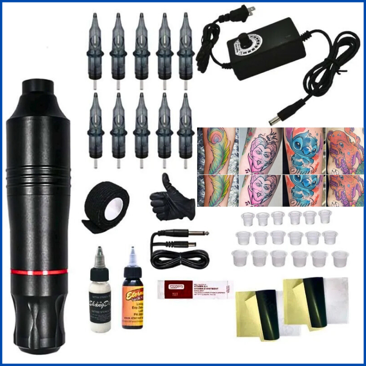 COD Alat Mesin Tato Rotary Tattoo Gun Machine Kit 11 Sets Kecepatan 1200 RPM Voltase TPN-020