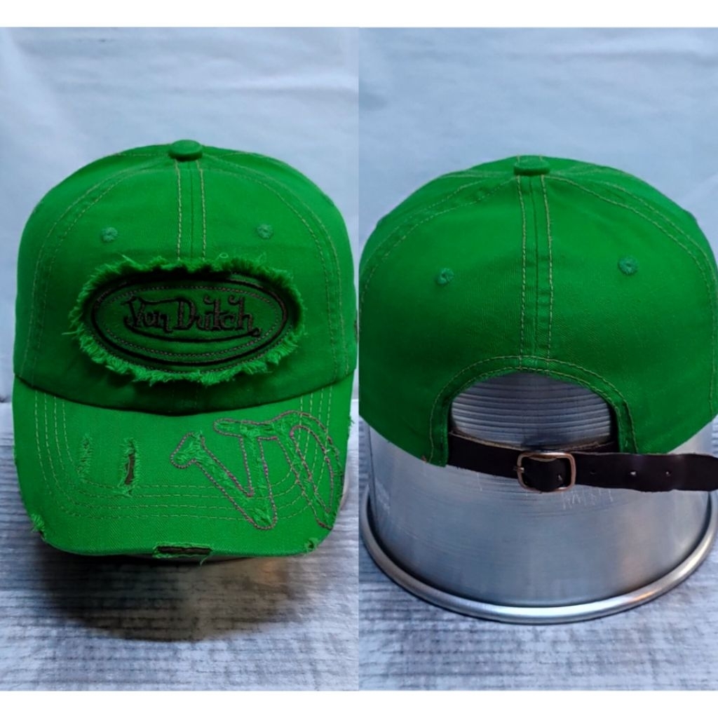 Topi Von Dutch All Green Ripped Ballcap Authentic Ori 2nd
