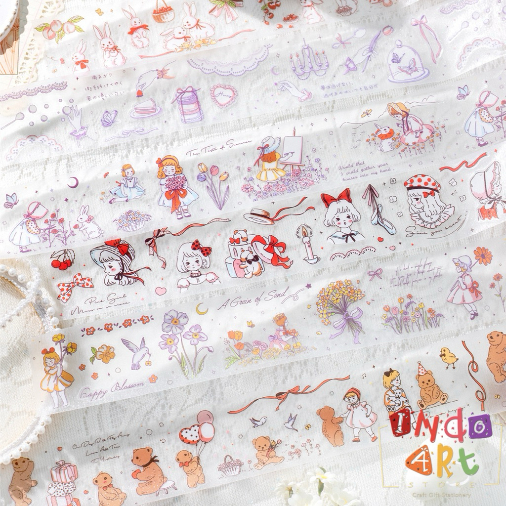 (IAS) Washi Tape Solatip Isolasi PET Tekstur Pasir Journal Scrapbook Medieval Sticker Roll Vintage B