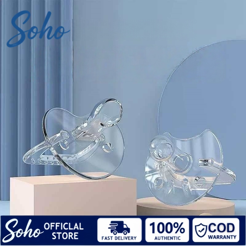 Empeng bayi newborn Empeng Dot Full Silikon Gepeng Bulat Bening Dot Bayi