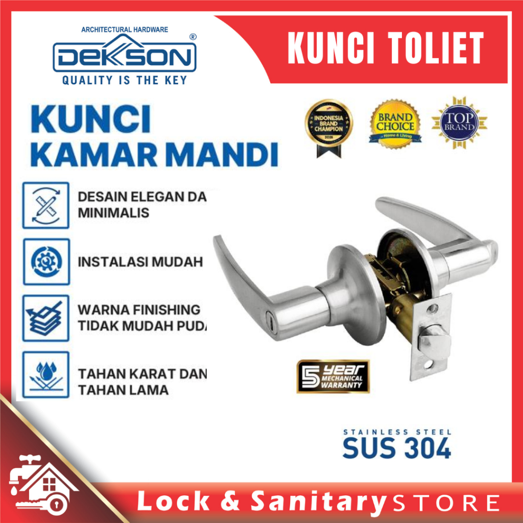 Kunci Pintu Toilet Dekson LS T6300 Kunci Pintu Kamar Mandi