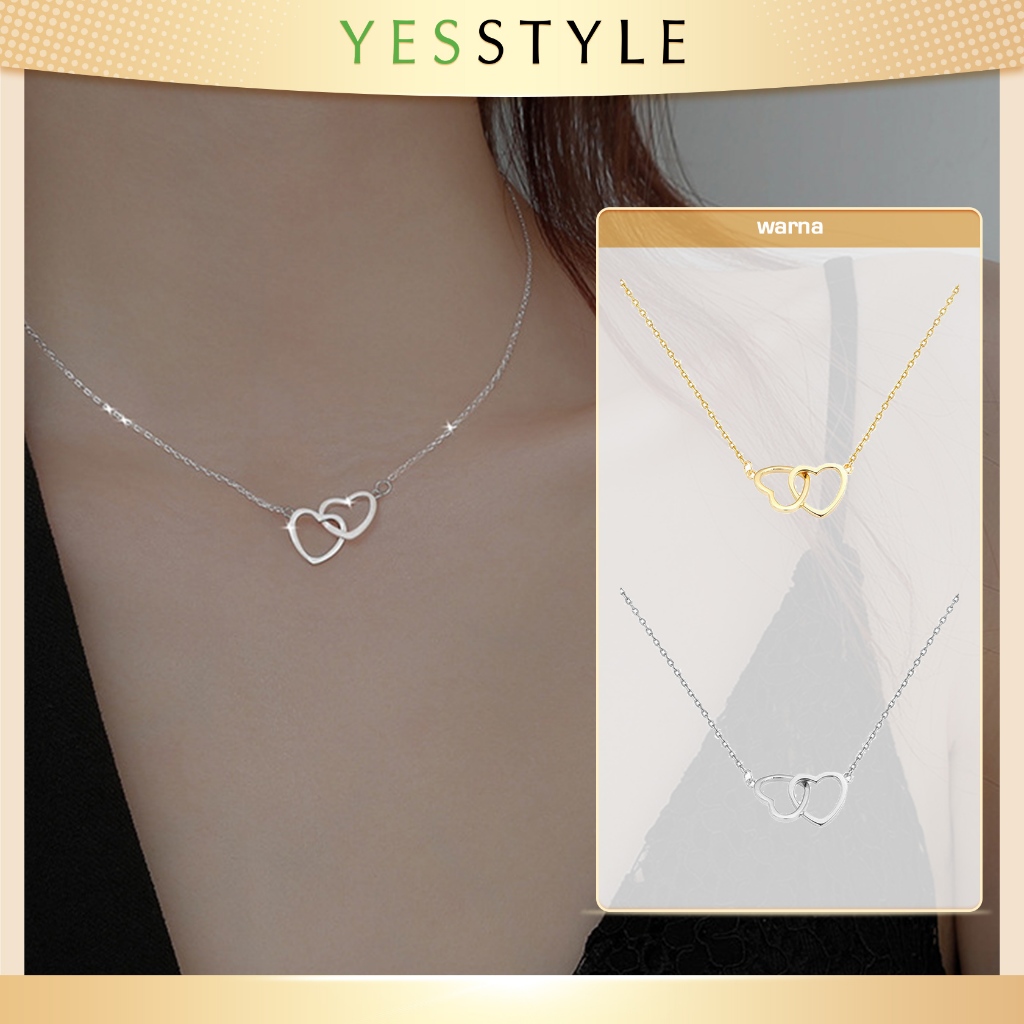 Yesstyle Kalung Wanita Liotin Love Double Silver Simple Fashion Necklace