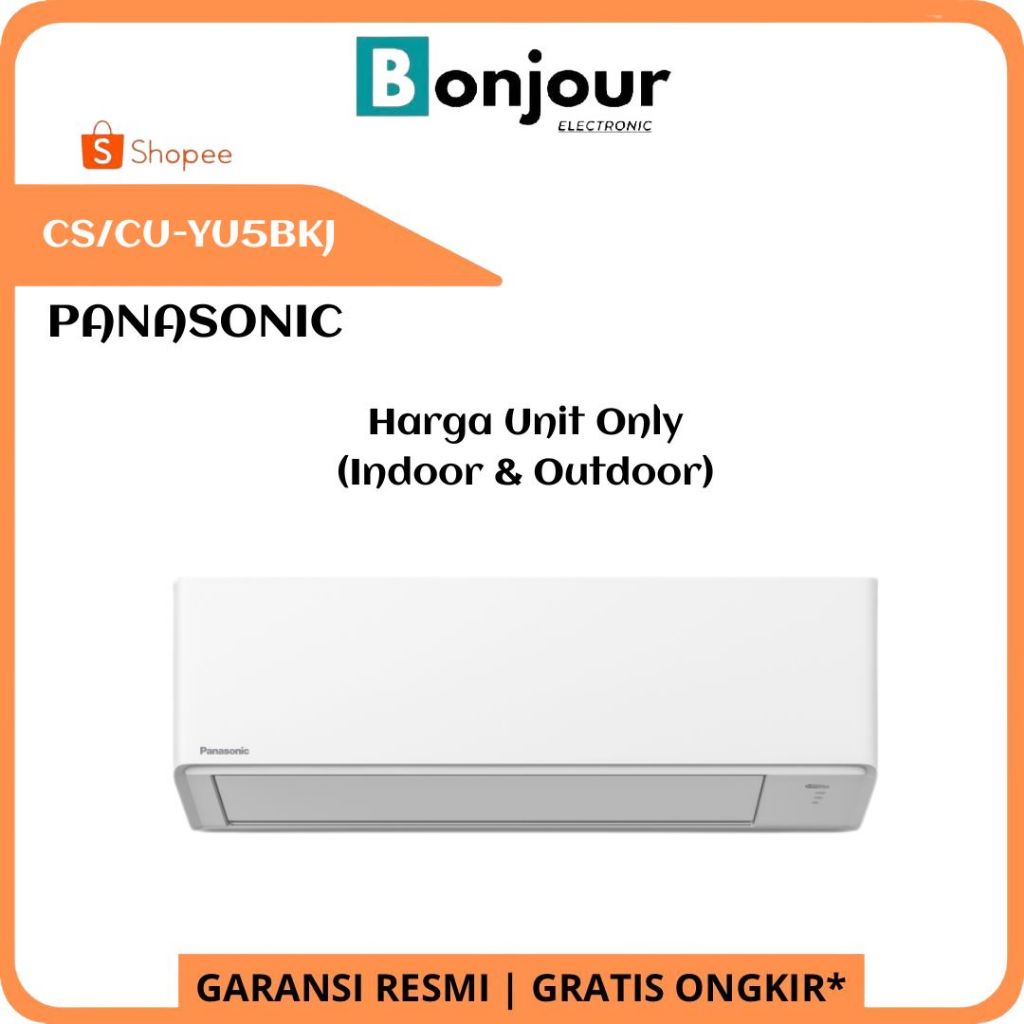 AC Panasonic Standard Inverter 0.5 PK CS/CU-YU5BKJ AC Split Ecolite Panasonic Si-Biru R32 1/2 PK CS-