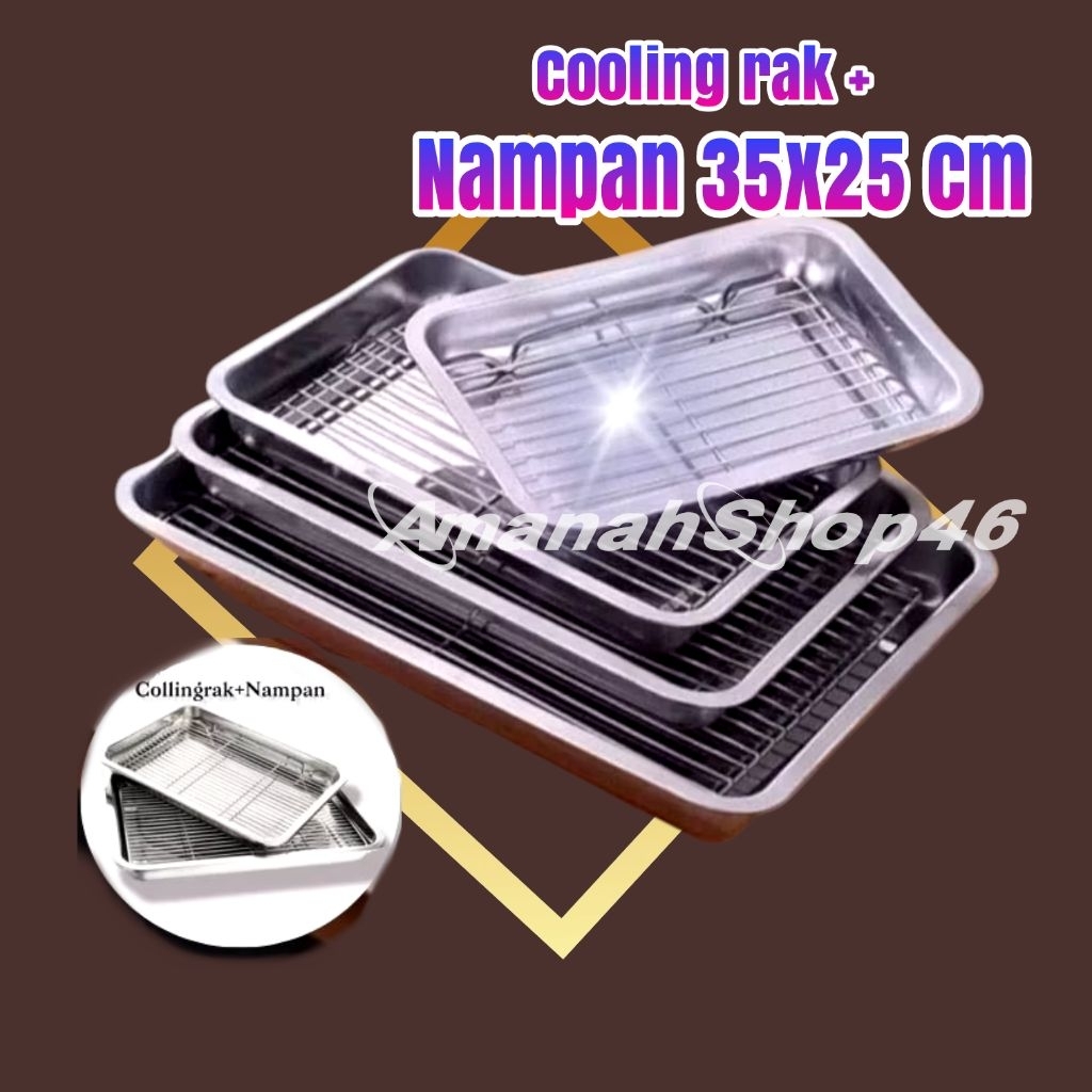 Colling rak Peniris plus Nampan Stainless Peniris Minyak Makanan/cooling rack Peniris Makanan/Peniri