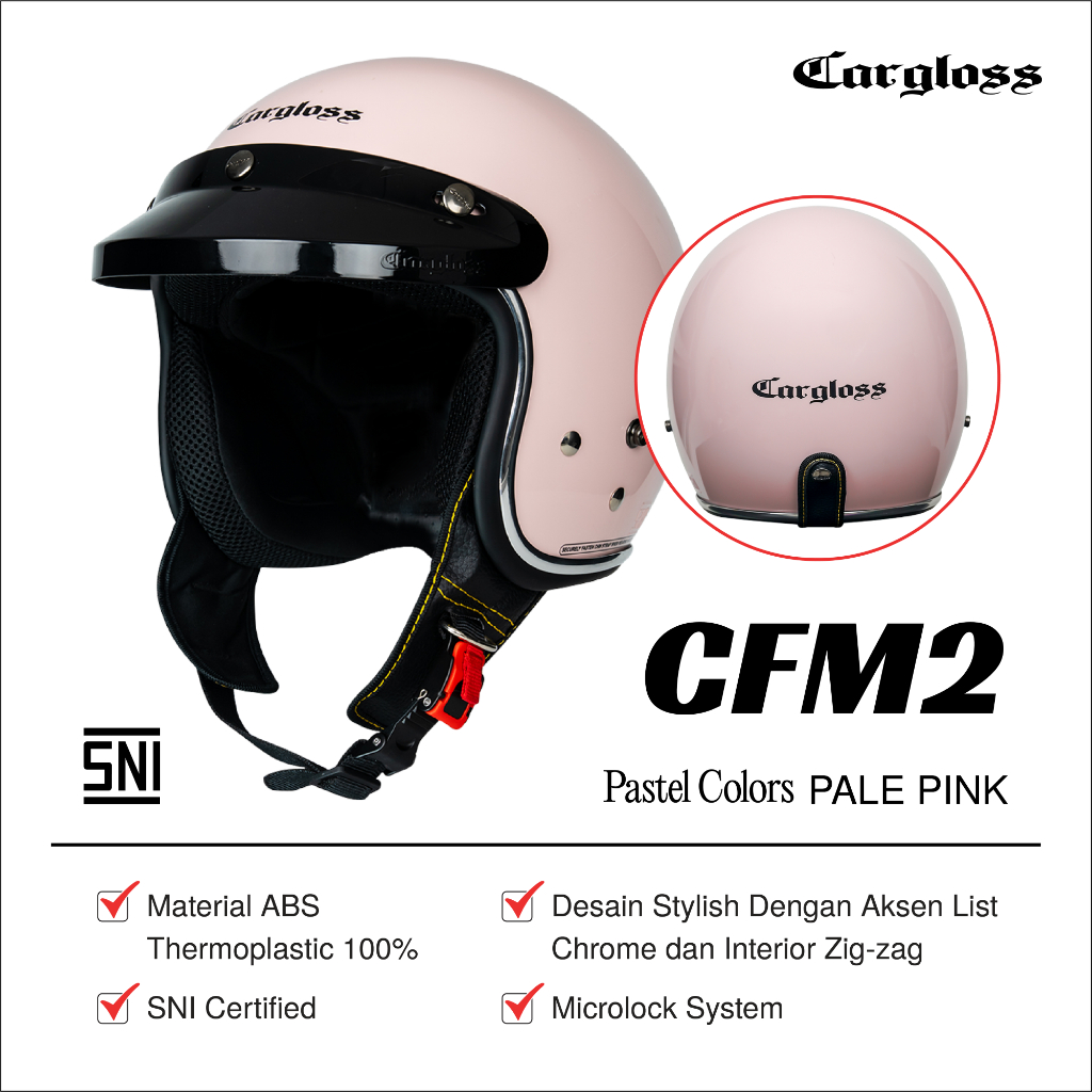 Cargloss CFM 2 Retro Helm Half Face - Pale Pink