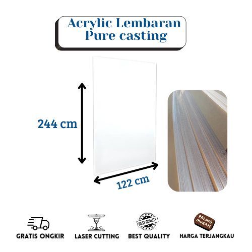 ACRYLIC LEMBARAN / AKRILIK BENING / AKRILIK CASTING 3mm POLOS 122 x 244