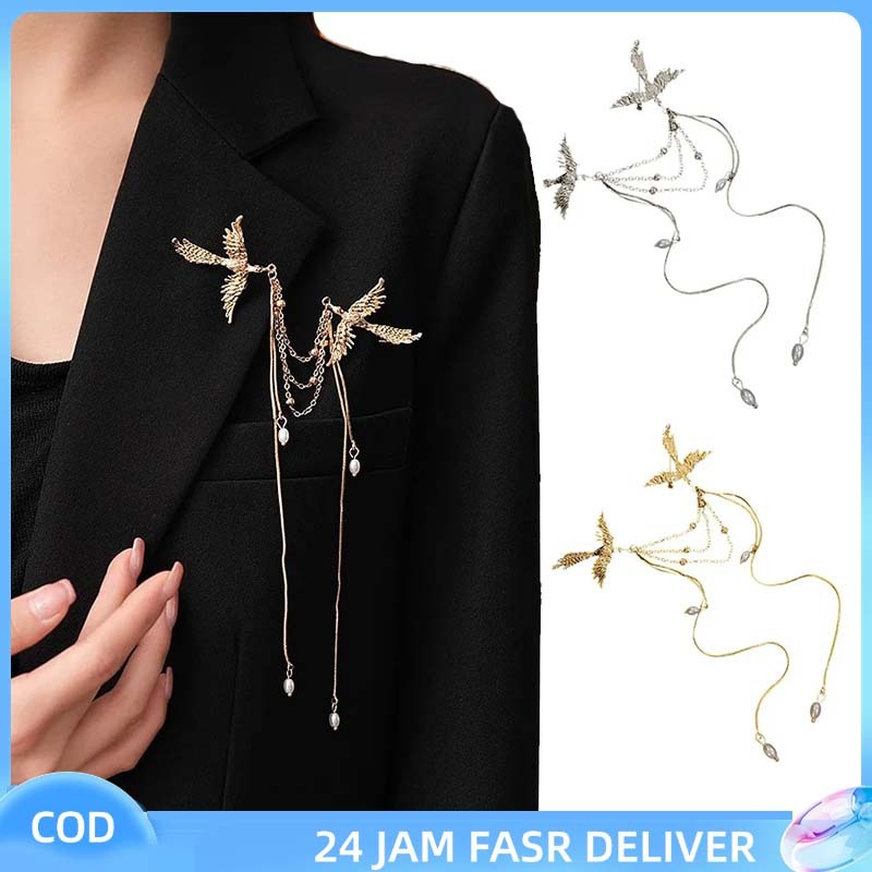 Bros Pin Rantai Jas Phoenix Bros Rantai Wanita Lapel Pin Rantai Bros Kerah Kemeja Bros Rumbai Phoeni