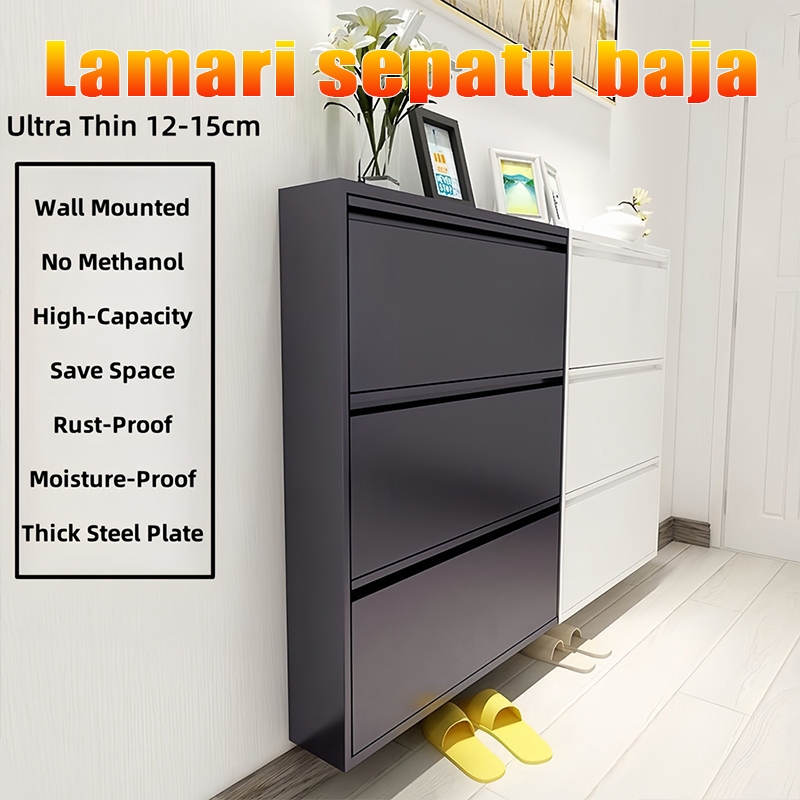 Rak Sepatu Besi Lemari Sepatu Susun Tertutup Rak Sepatu Besi Kuat Tebal Rak Sepatu Tertutup Besi