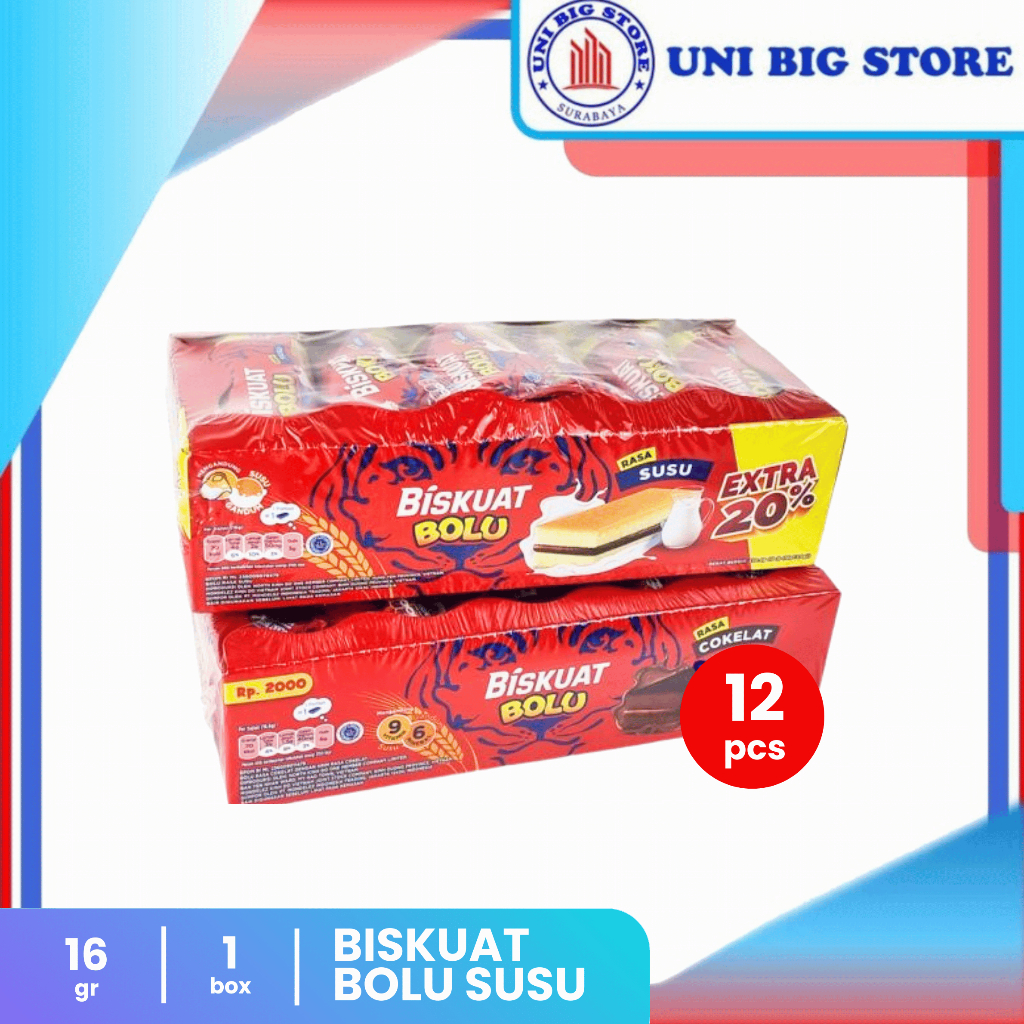 Biskuat Bolu Susu Chocolate 16 gr 12 pcs Soft Cake BOX