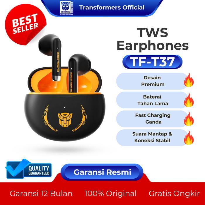 EARPHONE TRANSFORMERS TF-T37 TWS EARBUDS BLUETOOTH 5.4 - HEADSET GAMING - HEADSET WIRELESS - HEADSET