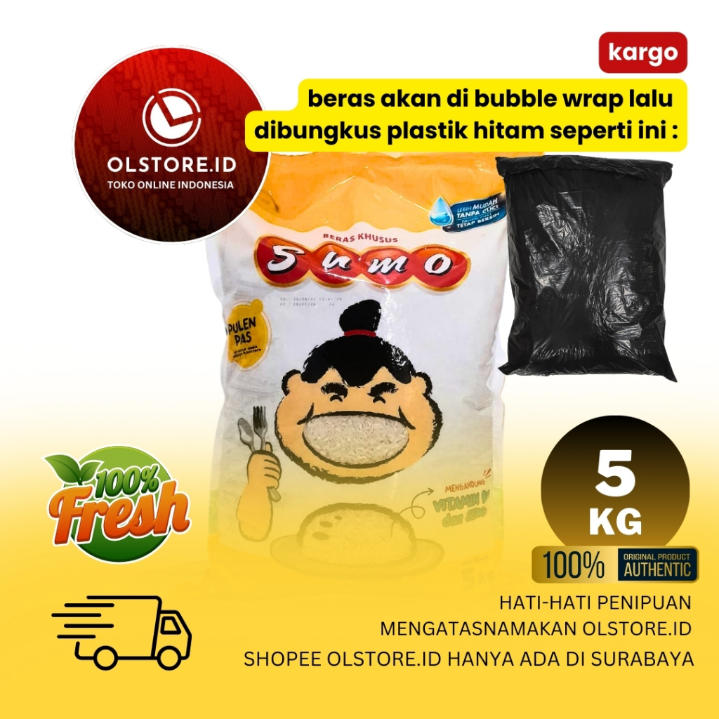 

Beras Sumo Kuning 5kg KHUSUS Pengiriman KARGO – Beras Premium Pulen, Putih Bersih, Favorit Harian
