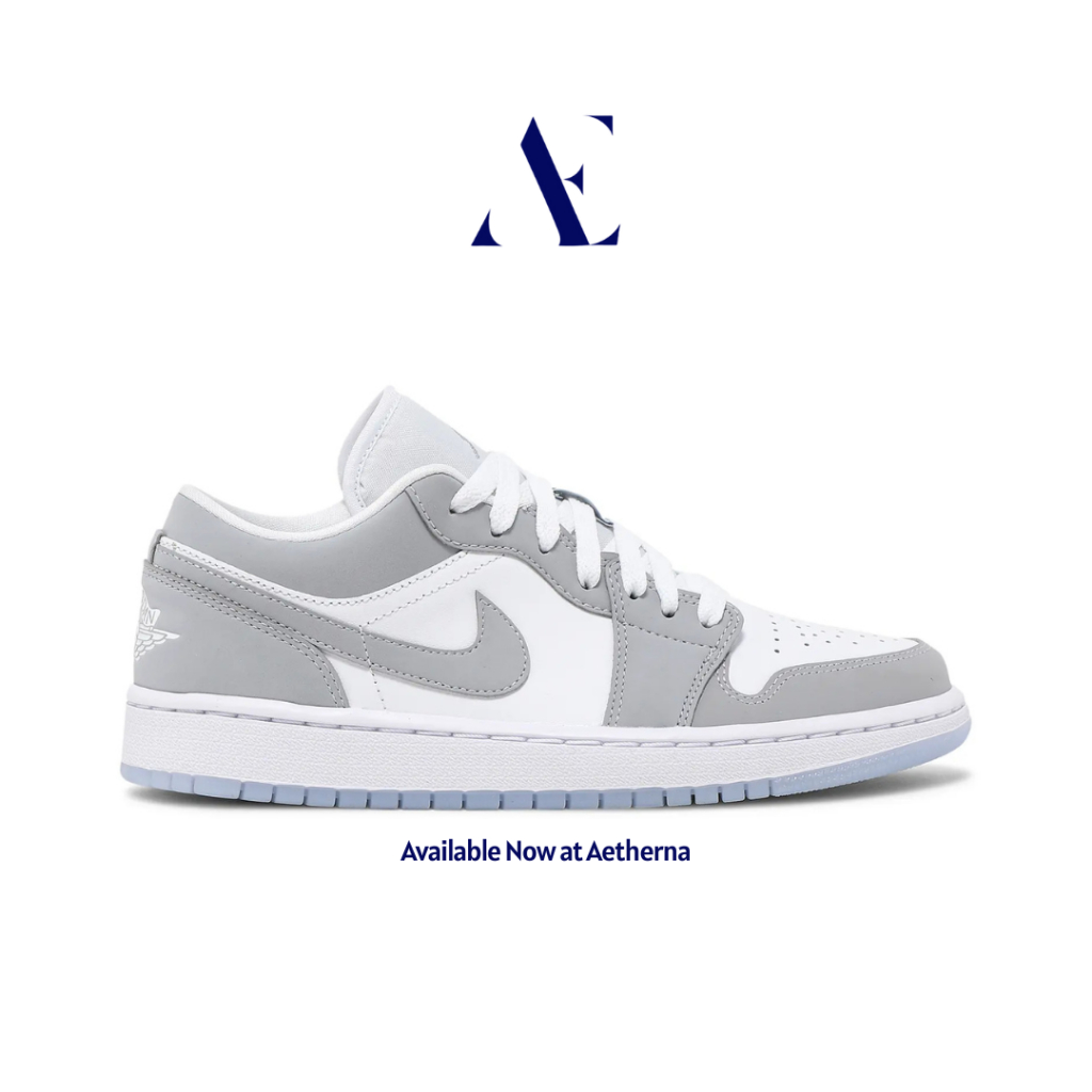 Aetherna. - Sepatu Sneakers Air Jordan 1 Low White Wolf Grey Authentic