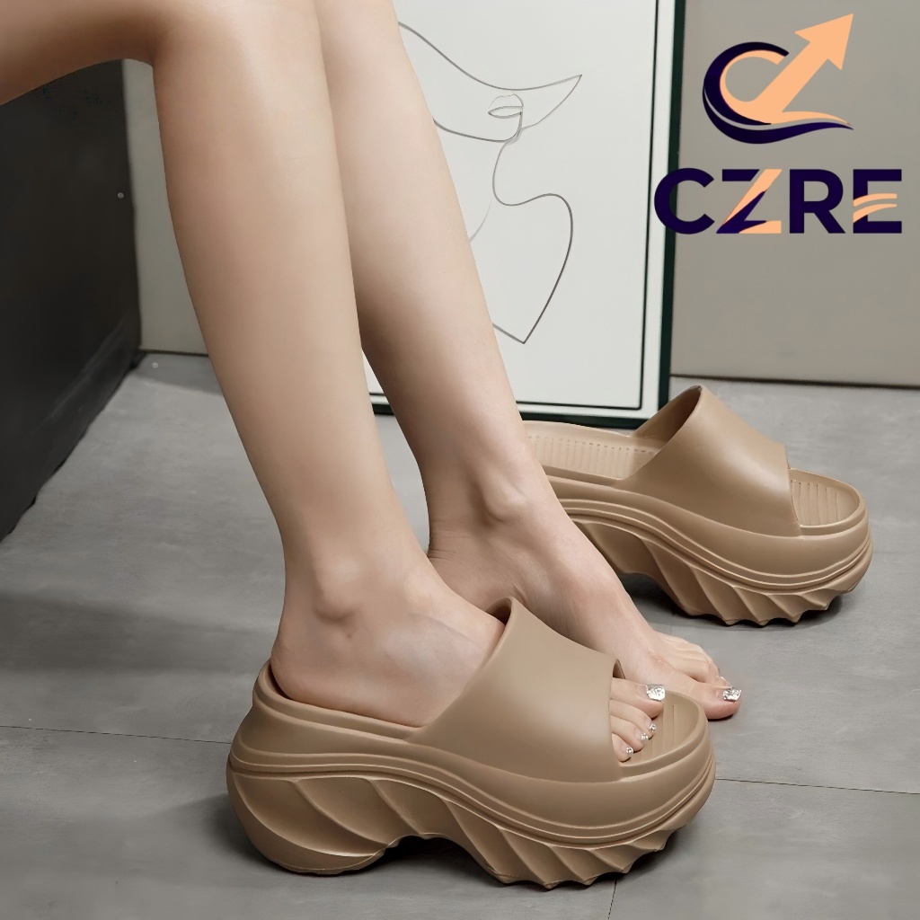 CZRE | EVA Sandal Wanita Kekinian Sepatu Sandal Wanita Tinggi 8cm Sandal Jelly Wanita Sandal Wedges