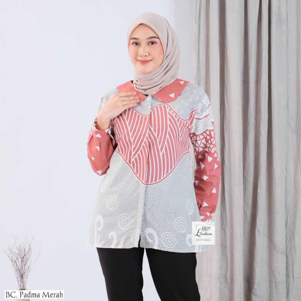 Blouse Batik Kerah Kupu Baju Batik Wanita Modern Atasan Blouse Outer Wanita Batik Kerja Kantor Katun