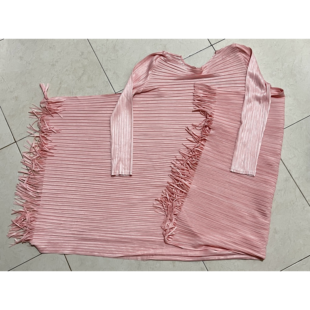 [Preloved] Atasan Wanita | Tunic Pleats | Blouse Plisket Premium - Peach