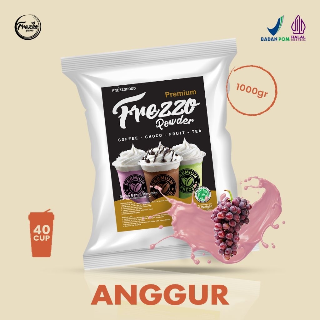 

Bubuk Minuman Rasa Grape Premium Frezzo 1kg/ Minuman Murah dan Enak Frezzo Premium