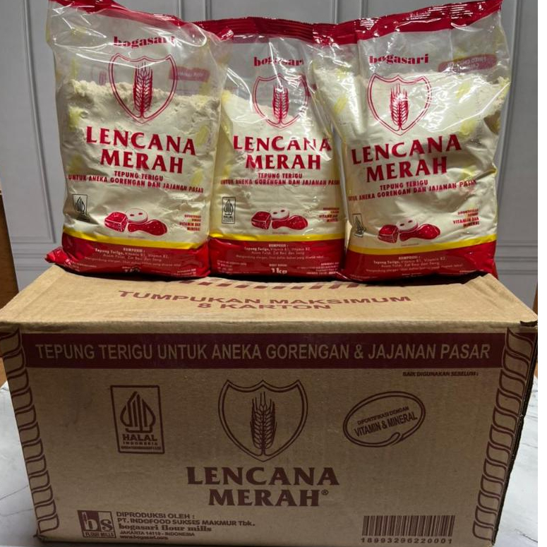 

Tepung Terigu Lencana Merah Dus (12pcs x 1kg )
