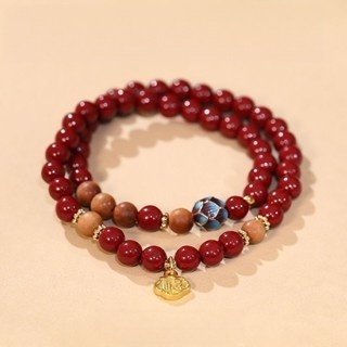 Guliya Fu Brand Blue Lotus Cinnabar Bracelet