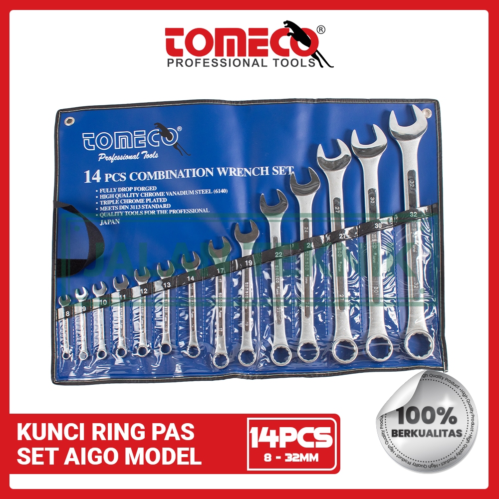Kunci Ring Pas Model Aigo Cr-v Tomeco Set 14pcs 8-32mm