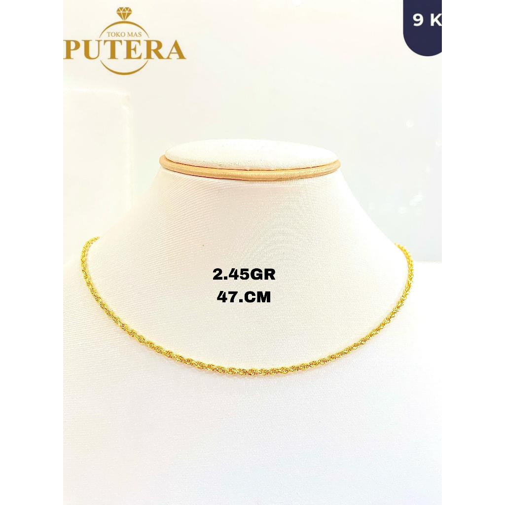Kalung Emas 9K Tambang 2.45gr 47cm - Kalung Emas Wanita Elegan Kalung Tambang Simple Mewah
