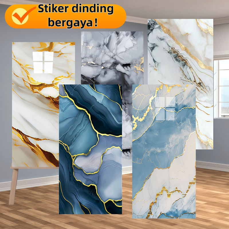 Wallpaper Dinding Stiker Vinyl Lantai Marble Granit  Keramik Anti Air 30x60cm(10/20 lembar)- Kamar M