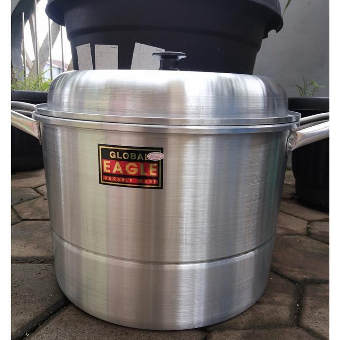Panci Dandang kukus Jumbo 40 Cm ( KAPASITAS 10 LITER) Aluminium global eagle model Halco / panci kuk
