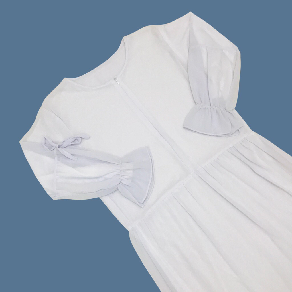 Gamis Syari Putih Polos Ceruty Wanita | Busui Friendly