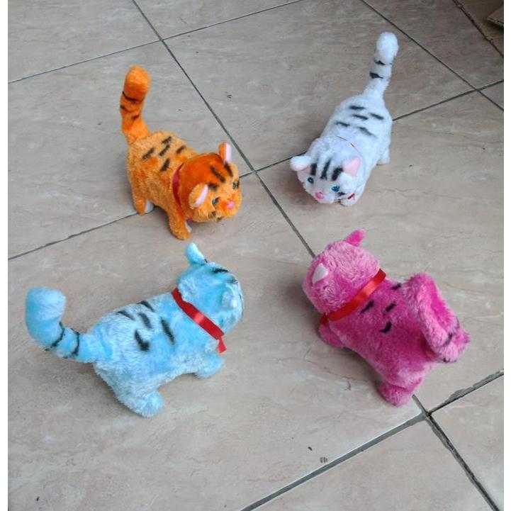 Mainan Boneka Kucing Baterai Jalan Meow / Robot Kucing - Mainan Anak Doll Boneka Hewan Cat Robot /Ma