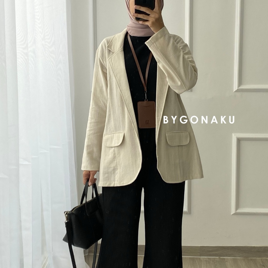 [GONAKU] Miya Basic Blazer Formal Longsleeve |  Outer Wanita | Jas Kerja Wanita | Blazer Korea | Jas