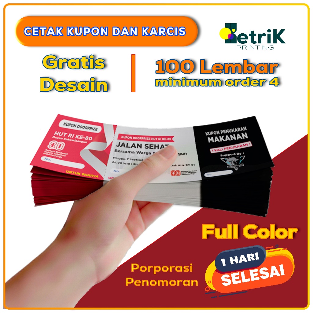 Cetak Kupon Karcis Full Color Custom | Kupon Hadiah | Kupon Nikahan