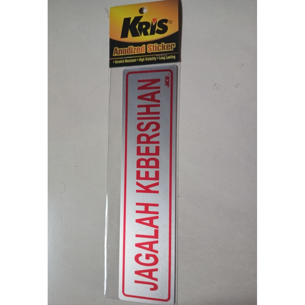Kris Sticker Jagalah kebersihan Sticker mudah Diaplikasikan Pada Kaca Dinding Tembok Anodized Sticke