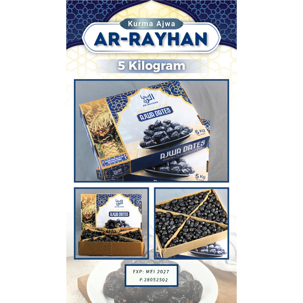 Kurma Ajwa 5Kg Castle Farms / Ajwa Aliyah 5Kg / Ajwa Badiyah 5KGg Dates Kualitas Premium Jumbo