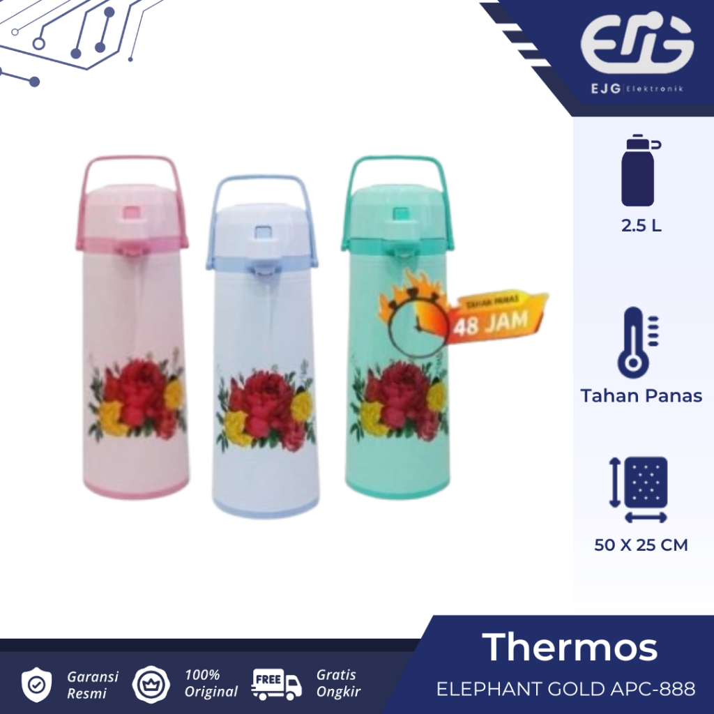 Elephant Gold Termos Air Panas APC 888 Tahan lama Thermos pencet elephant gold 2.5 Liter APC888