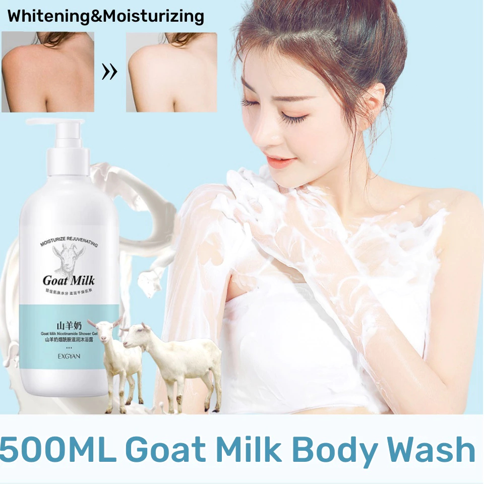 COD Sabun susu kambing sabun pemutih badan permanen sabun mandi cair wangi tahan lama 500ML sabun pe