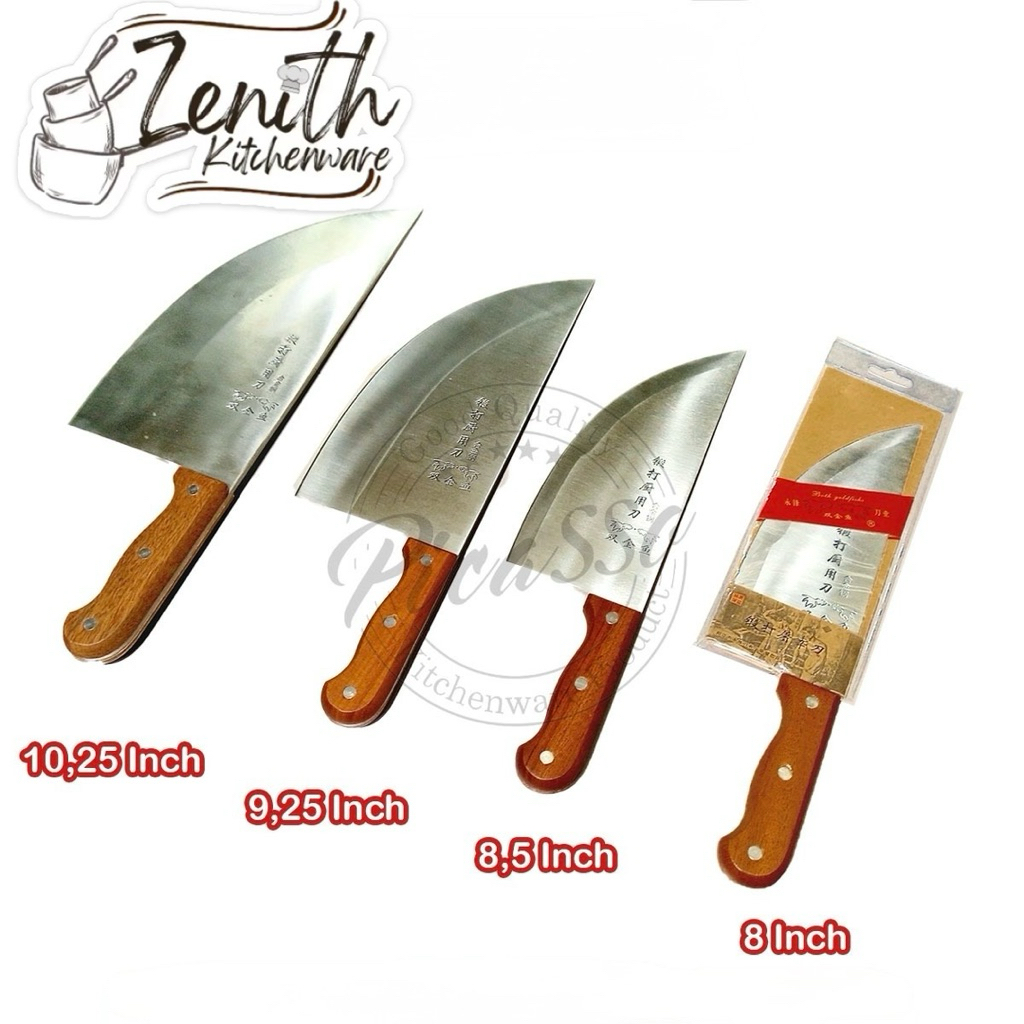 PISAU GOLOK SERBAGUNA ORIGINAL DOUBLE GOLDEN FISH/ PISAU GOLOK DAPUR SABIT TAJAM GAGANG KAYU