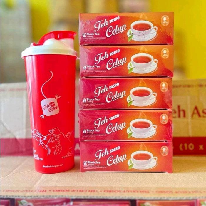 

PAKET TEH SOSRO CELUP 5 PAK FREE BOTOL TUMBLER / TEH CELUP SOSRO ISI 5 PACK
