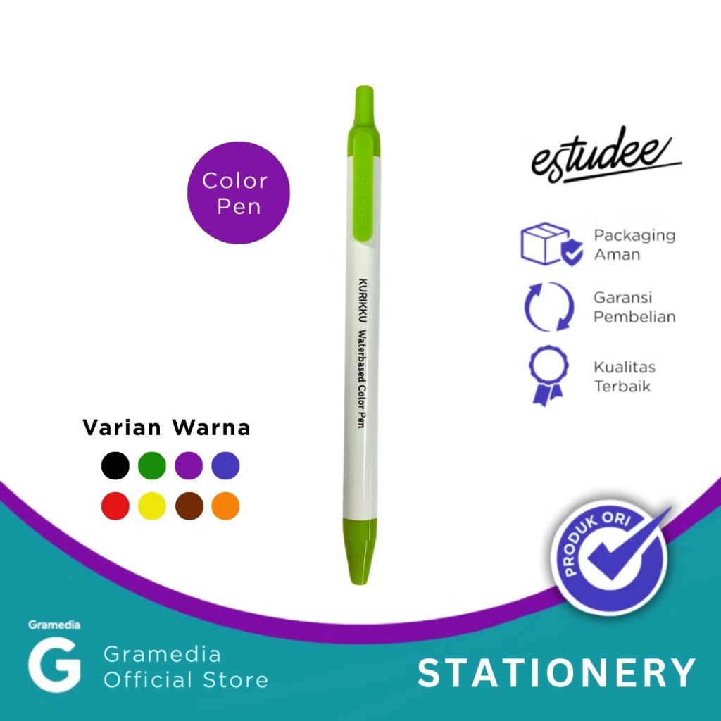 

Gramedia Karawaci - Color Pen Estudee Kurikku Light Green 12 Es-Cp619