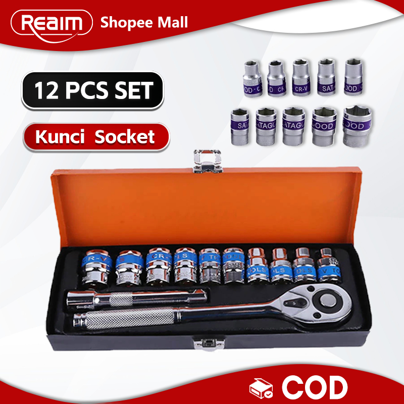 Reaim Kunci  Sok 12PCS Kunci Set Lengkap Kunci Set Toolkit Set Tool Box Set Lengkap
