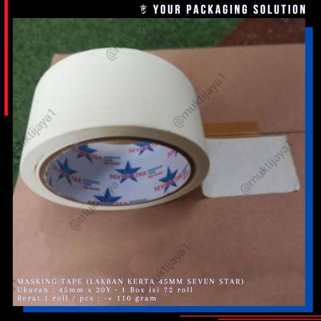 

LAKBAN KERTAS 45mm • MASKING TAPE / LAKBAN KERTAS SEVEN STAR